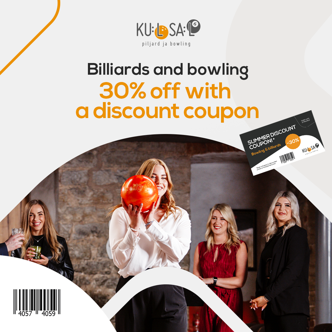 30% off bowling and billiards with discount coupon!
