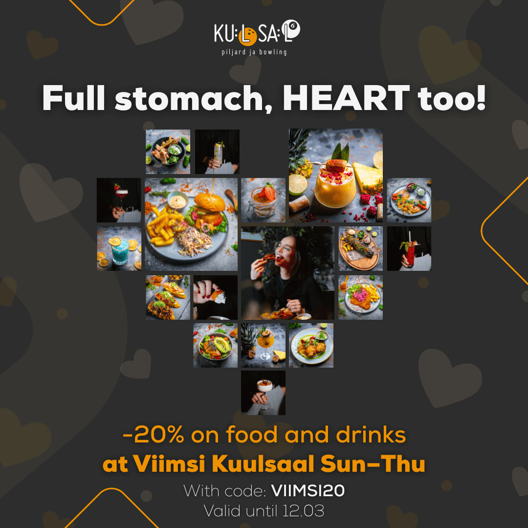 -20% on food and drinks at Viimsi Kuulsaal