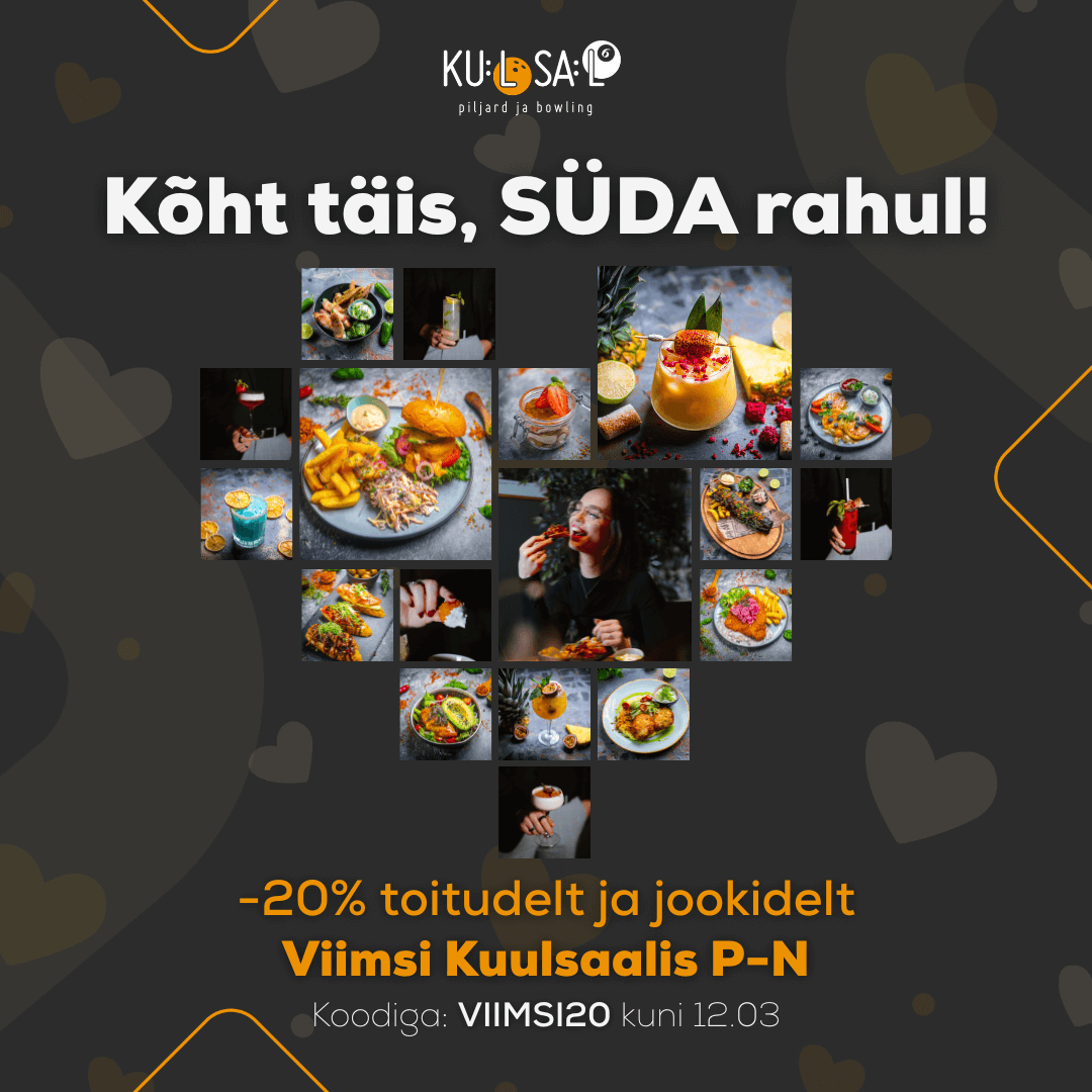 -20% toidult ja jookidelt Viimsi Kuulsaalis