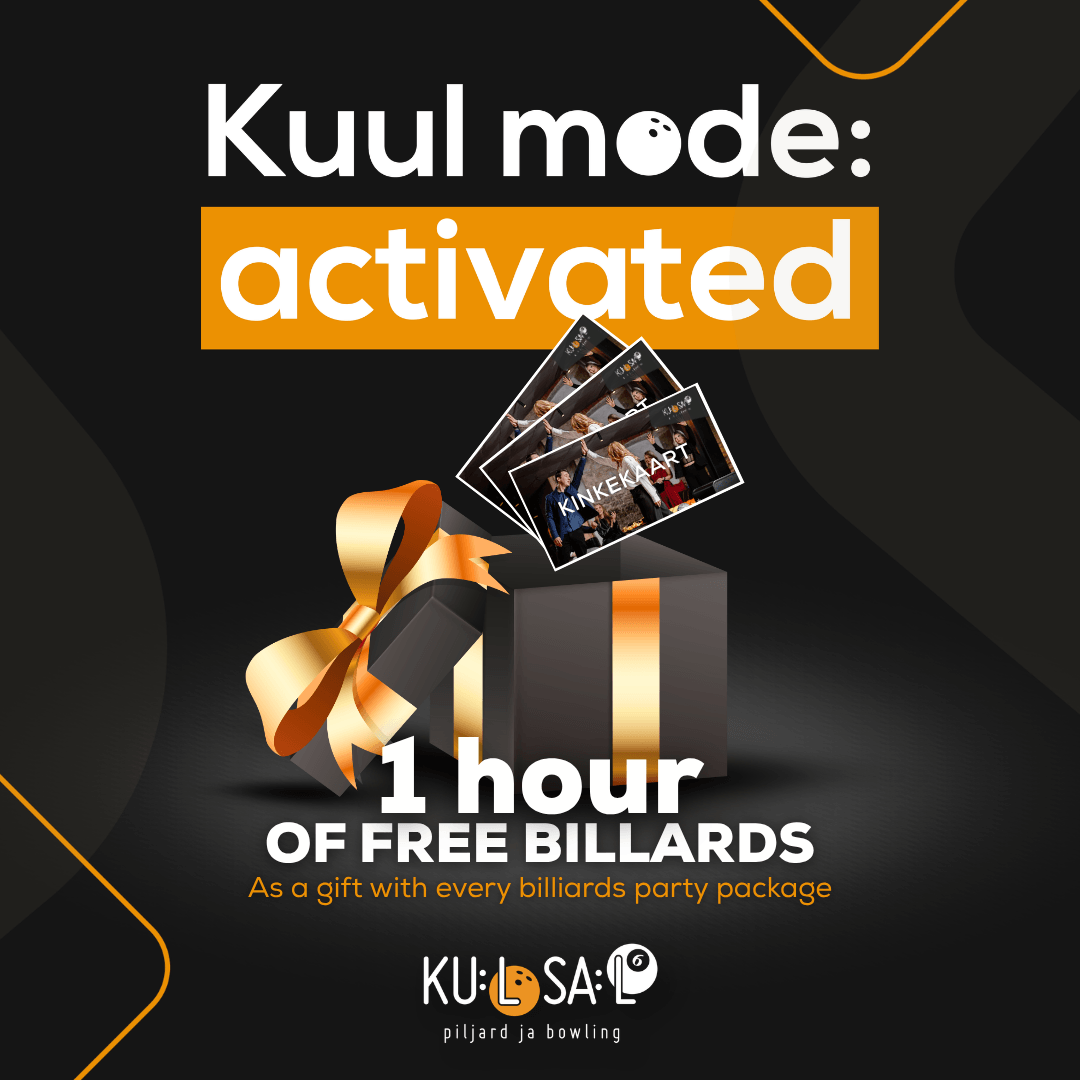 Get 1h of FREE billiards with your party package!